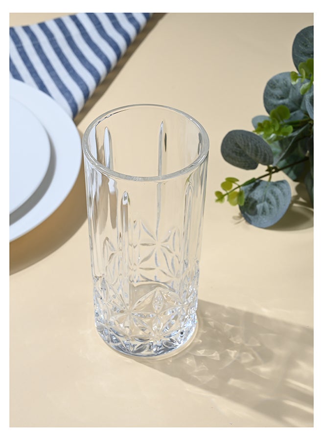 Ollieroo كؤوس عالية بنقش بارز، مجموعة من 6 كؤوس شرب، 360 مل كؤوس شرب متينة للمشروبات، الماء، العصير، البيرة، النبيذ - مجموعة زجاجيات خاصة، آمنة للغسالة - Image 3