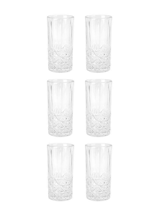 Ollieroo كؤوس عالية بنقش بارز، مجموعة من 6 كؤوس شرب، 360 مل كؤوس شرب متينة للمشروبات، الماء، العصير، البيرة، النبيذ - مجموعة زجاجيات خاصة، آمنة للغسالة - Image 2