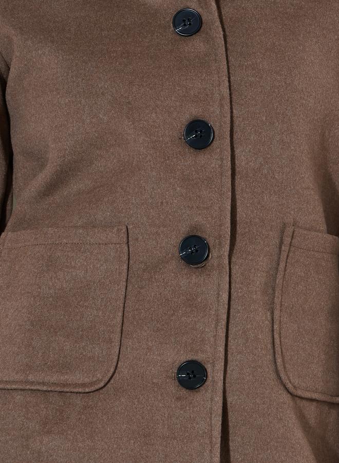Styli Brown Longline Button-Front Coat - Image 5