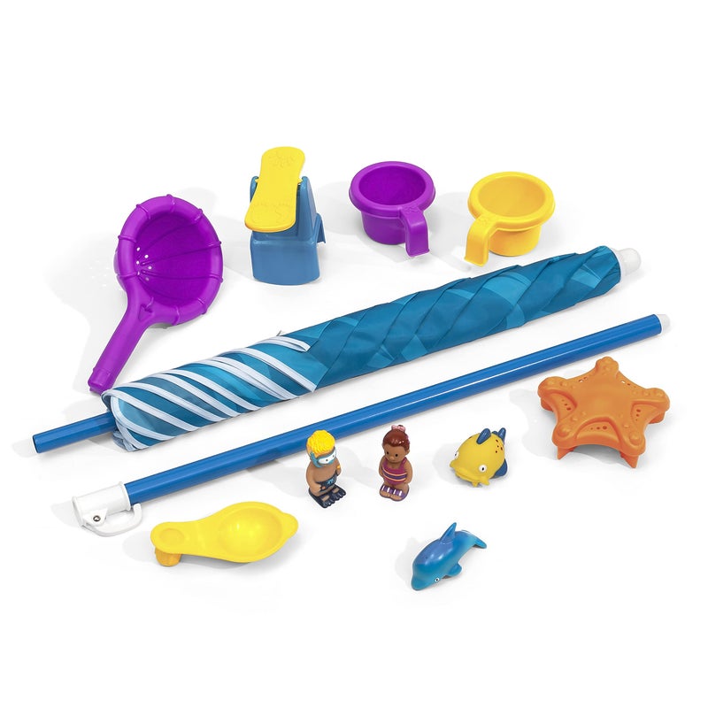 Step2 Step 2 Spill & Splash Seaway Water Table for Kids, Two-Tier Outdoor Kids Water Sensory Table with Umbrella, Ages 1.5+ Years Old, 11 Piece Water Toy Accessories - Image 4