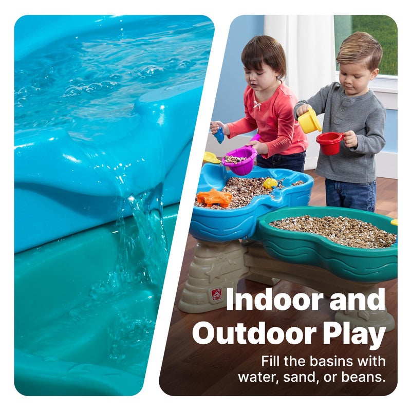 Step2 Step 2 Spill & Splash Seaway Water Table for Kids, Two-Tier Outdoor Kids Water Sensory Table with Umbrella, Ages 1.5+ Years Old, 11 Piece Water Toy Accessories - Image 5