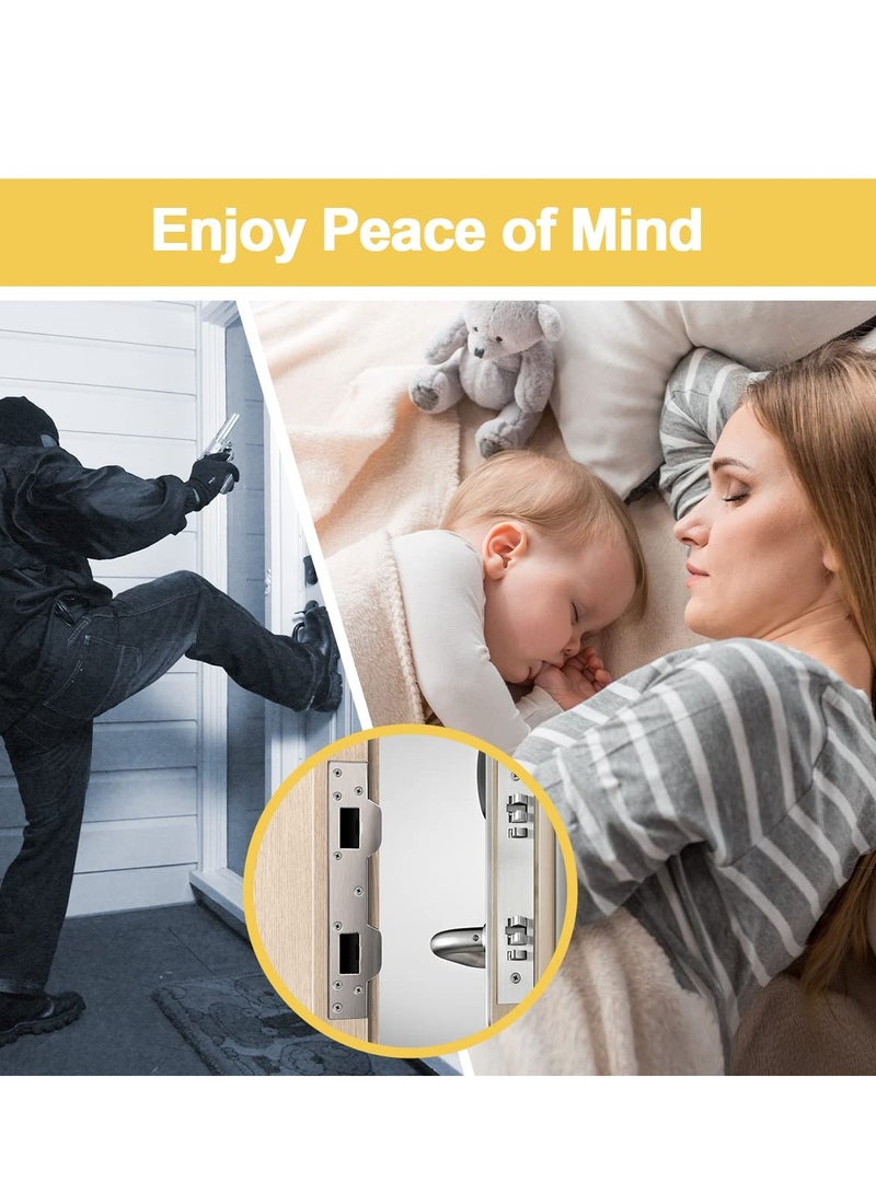SYOSI 2 Pcs Door Strike Plate Reinforcement Front Security Devices Metal Striker Plates Latch with 5-1/2 inch to 6 Hole for Exterior Interior Deadbolt Fix Frame Jamb - Image 2