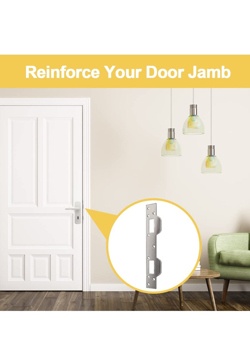 SYOSI 2 Pcs Door Strike Plate Reinforcement Front Security Devices Metal Striker Plates Latch with 5-1/2 inch to 6 Hole for Exterior Interior Deadbolt Fix Frame Jamb - Image 5