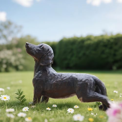 LC LCdecohome Dog Statues Outdoor Dachshund Décor - Wiener Dog Garden Statue Made of Resin Material Sausage Statue Dark Brown 12.75 * 4 * 8.5 inch for Patio Lawn Yard Porch Garden Gift Figurine - Image 5
