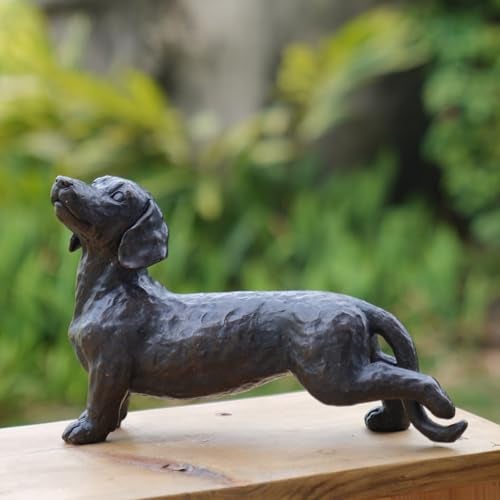 LC LCdecohome Dog Statues Outdoor Dachshund Décor - Wiener Dog Garden Statue Made of Resin Material Sausage Statue Dark Brown 12.75 * 4 * 8.5 inch for Patio Lawn Yard Porch Garden Gift Figurine - Image 1