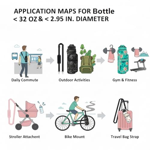 Doacpcr 32 oz Water Bottle Carrier Bag, 32/40 oz Crossbody Water Bottle Holder with Strap, Sling Bag Sleeve Pouch Holder with Phone Pocket and Small Pocket for Walking Hiking Camping Gym(2.95"W * 9.05"H) - Image 5