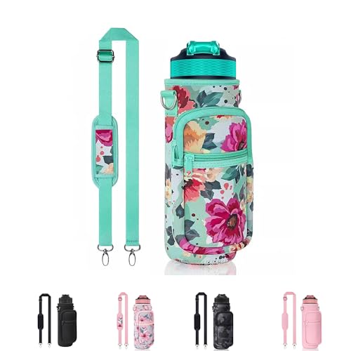 Doacpcr 32 oz Water Bottle Carrier Bag, 32/40 oz Crossbody Water Bottle Holder with Strap, Sling Bag Sleeve Pouch Holder with Phone Pocket and Small Pocket for Walking Hiking Camping Gym(2.95"W * 9.05"H) - Image 1