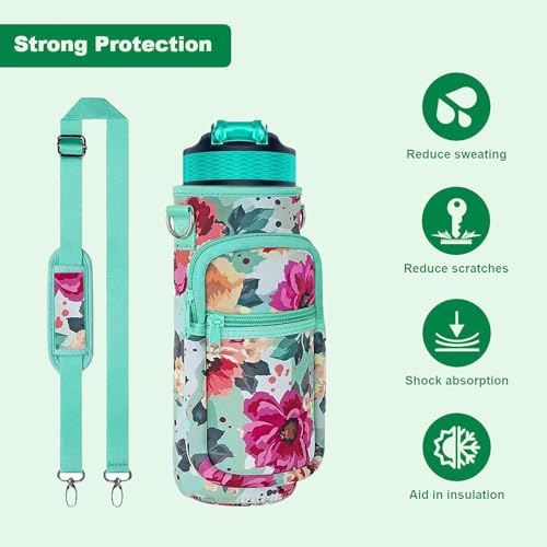 Doacpcr 32 oz Water Bottle Carrier Bag, 32/40 oz Crossbody Water Bottle Holder with Strap, Sling Bag Sleeve Pouch Holder with Phone Pocket and Small Pocket for Walking Hiking Camping Gym(2.95"W * 9.05"H) - Image 3
