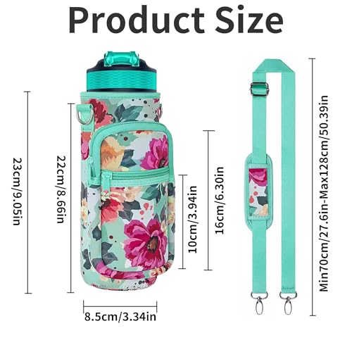 Doacpcr 32 oz Water Bottle Carrier Bag, 32/40 oz Crossbody Water Bottle Holder with Strap, Sling Bag Sleeve Pouch Holder with Phone Pocket and Small Pocket for Walking Hiking Camping Gym(2.95"W * 9.05"H) - Image 2