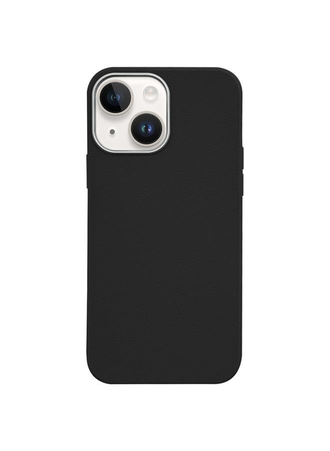 اس-توب جراب لهاتف iPhone 13 بنمط الليتشي وحافة فضية وإطار كاميرا ومادة جراب هاتف - Image 1