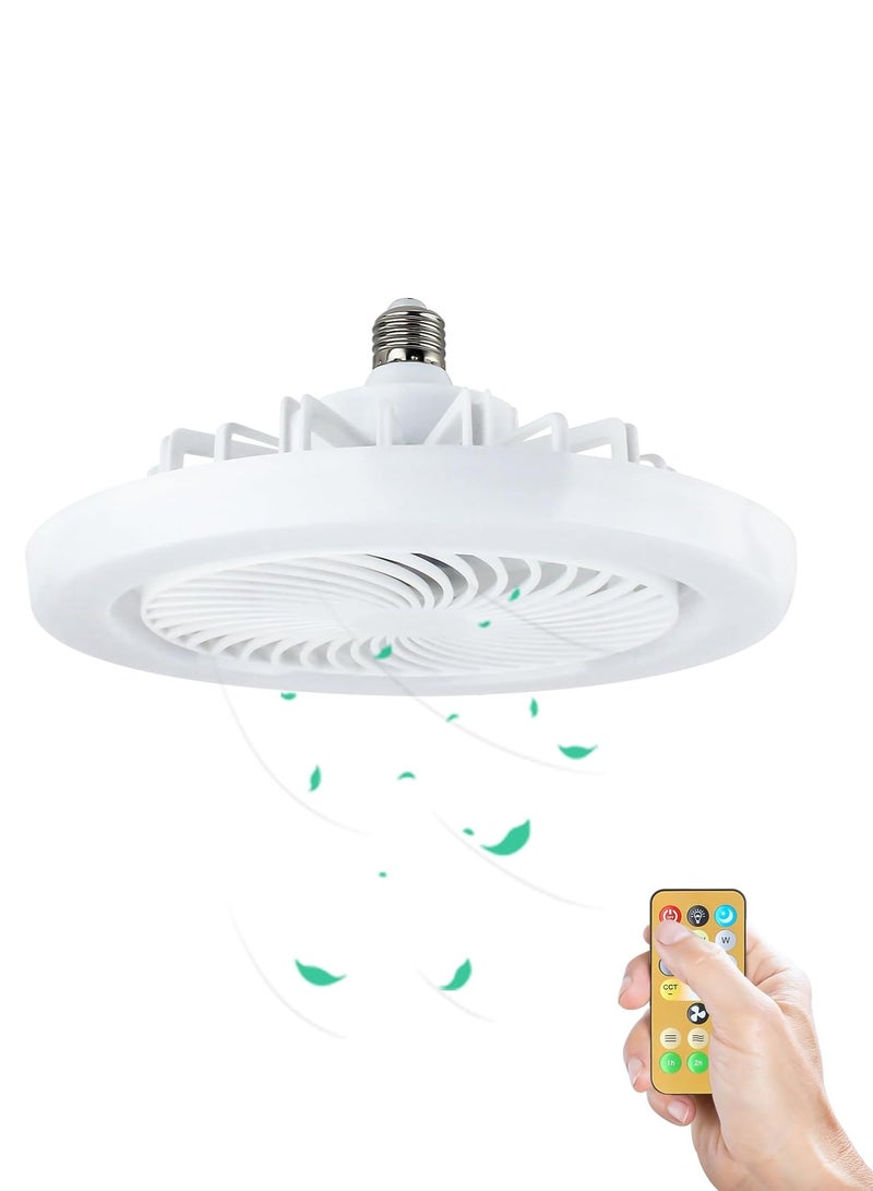 Ceiling Fan with Lights Remote LED Dimmable Mini Ceiling Fans with E27 LED Lamp 3 Wind speeds 3 Color Dimming and Timing for Living Room Kids Room Bedroom - Image 1