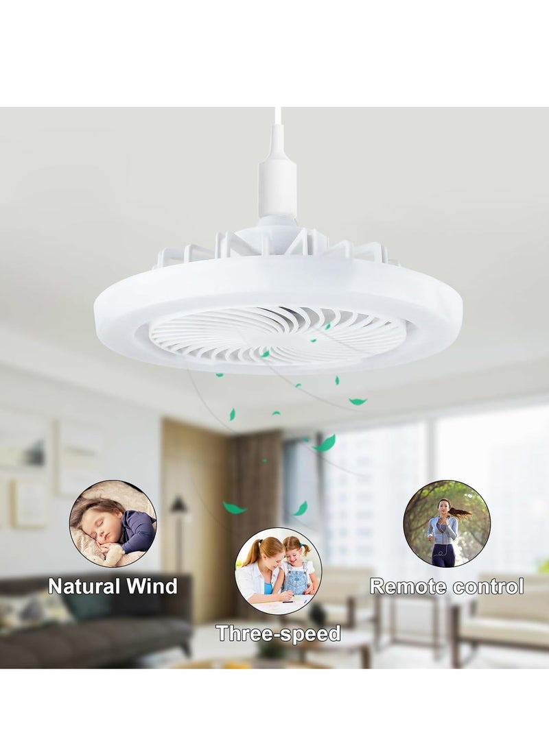 Ceiling Fan with Lights Remote LED Dimmable Mini Ceiling Fans with E27 LED Lamp 3 Wind speeds 3 Color Dimming and Timing for Living Room Kids Room Bedroom - Image 2