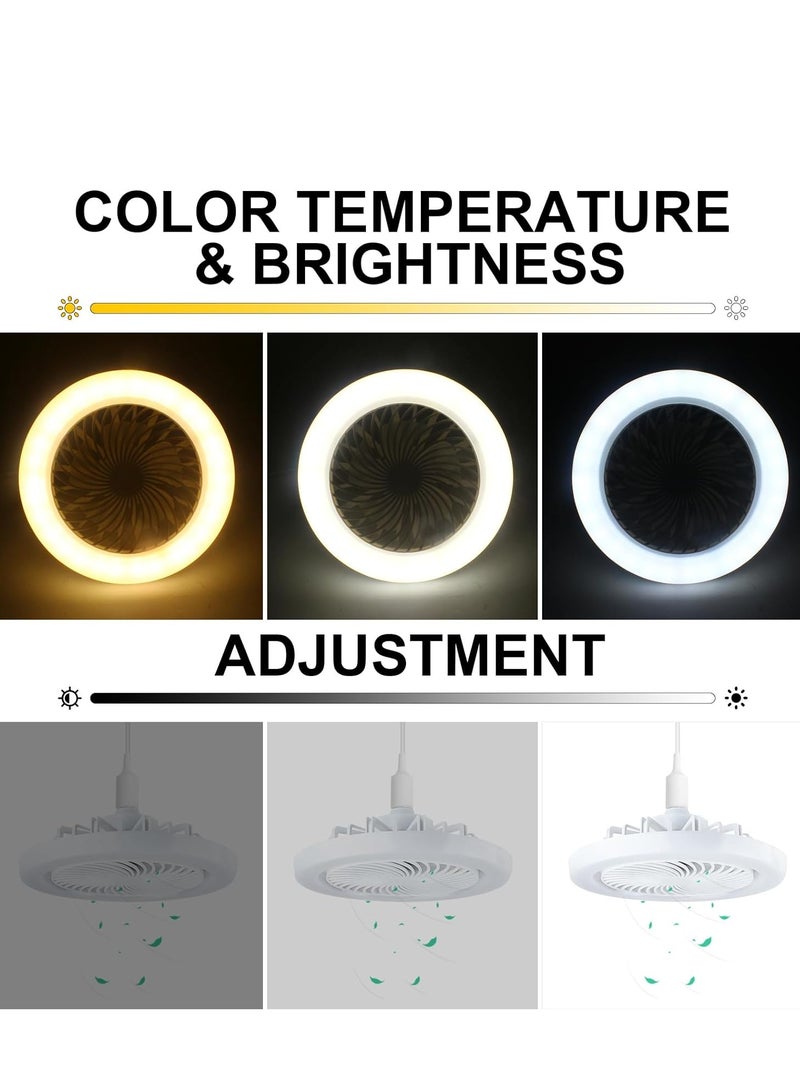 Ceiling Fan with Lights Remote LED Dimmable Mini Ceiling Fans with E27 LED Lamp 3 Wind speeds 3 Color Dimming and Timing for Living Room Kids Room Bedroom - Image 4