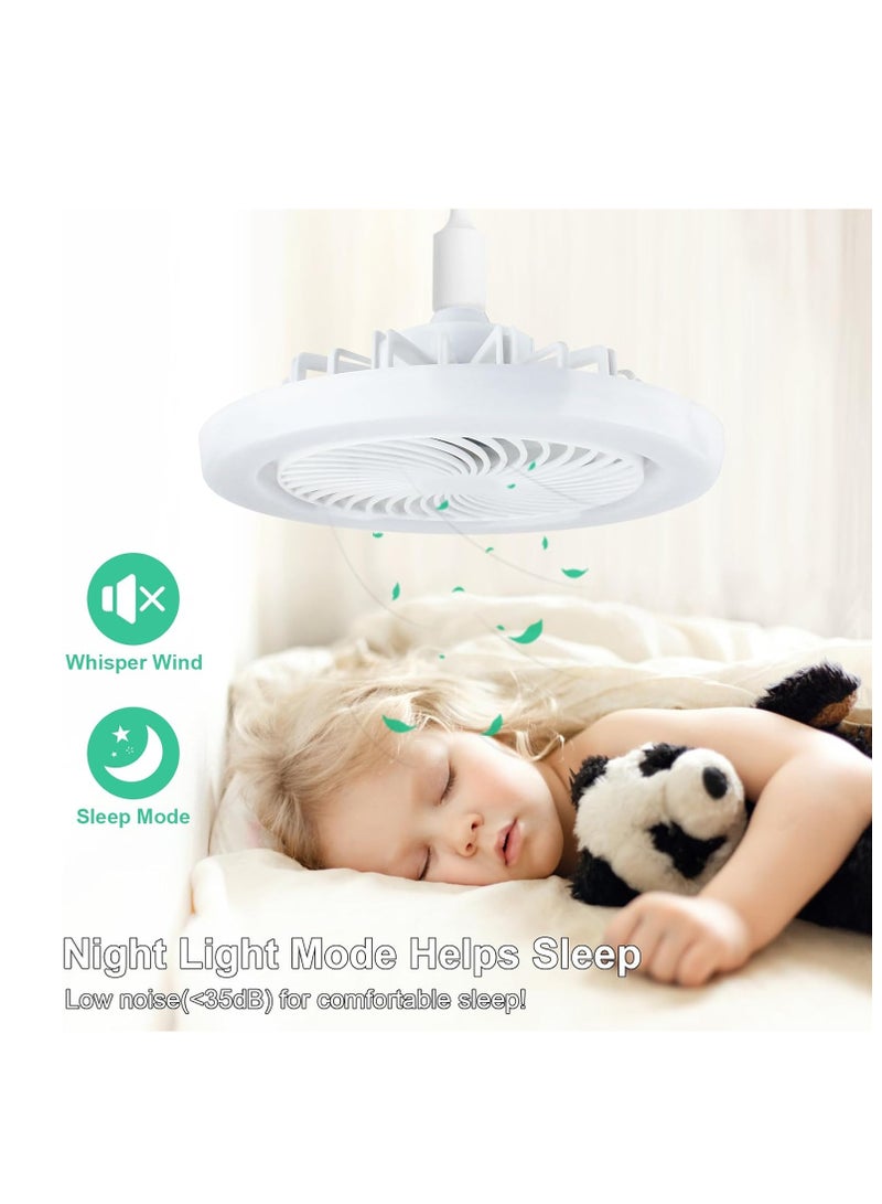 Ceiling Fan with Lights Remote LED Dimmable Mini Ceiling Fans with E27 LED Lamp 3 Wind speeds 3 Color Dimming and Timing for Living Room Kids Room Bedroom - Image 5
