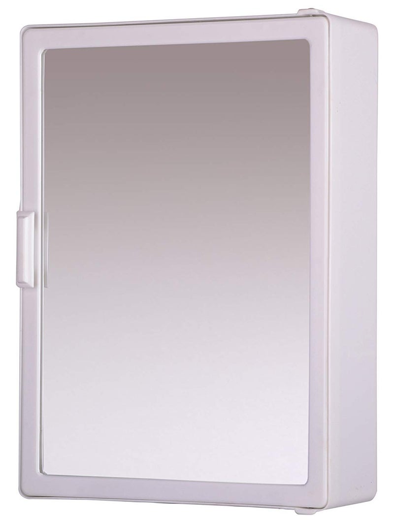 RIYA Plastic Bathroom Mirror Door Single Cabinet with Storage Shelves (White) - Image 1