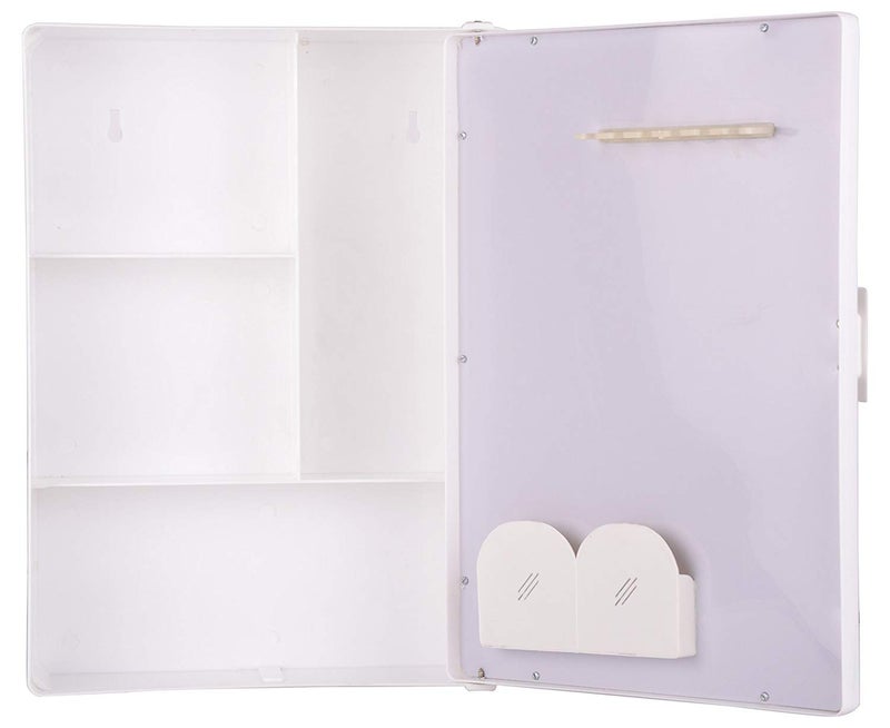 RIYA Plastic Bathroom Mirror Door Single Cabinet with Storage Shelves (White) - Image 4