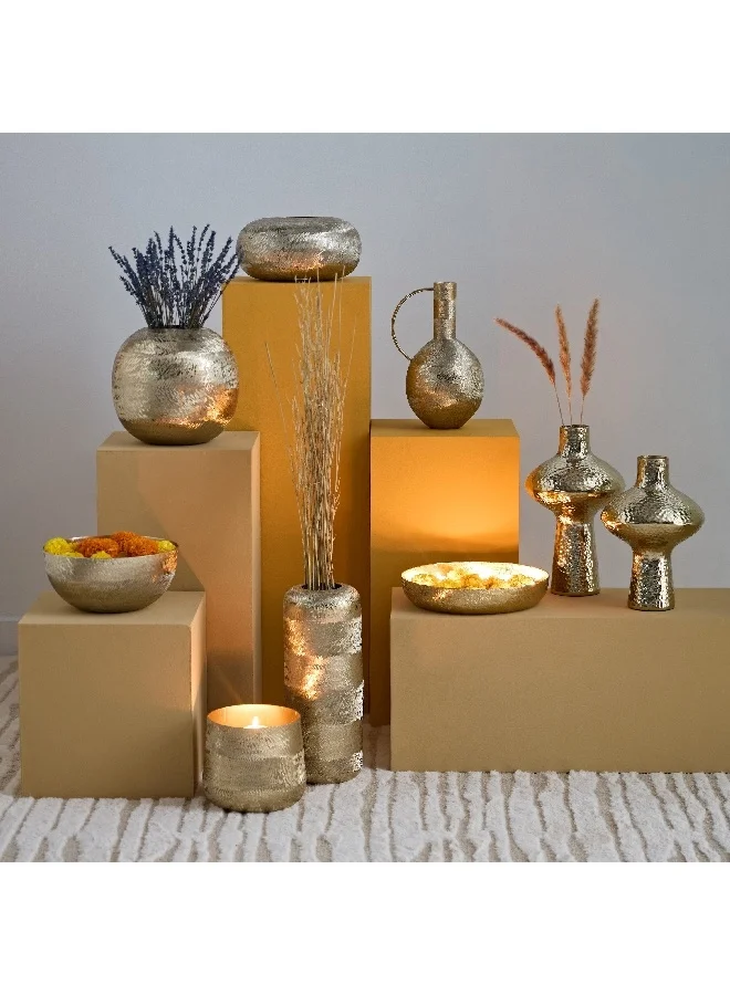 Home Box Catlyn Aluminium Hammered Vase 17 x 17 x 32 cm
