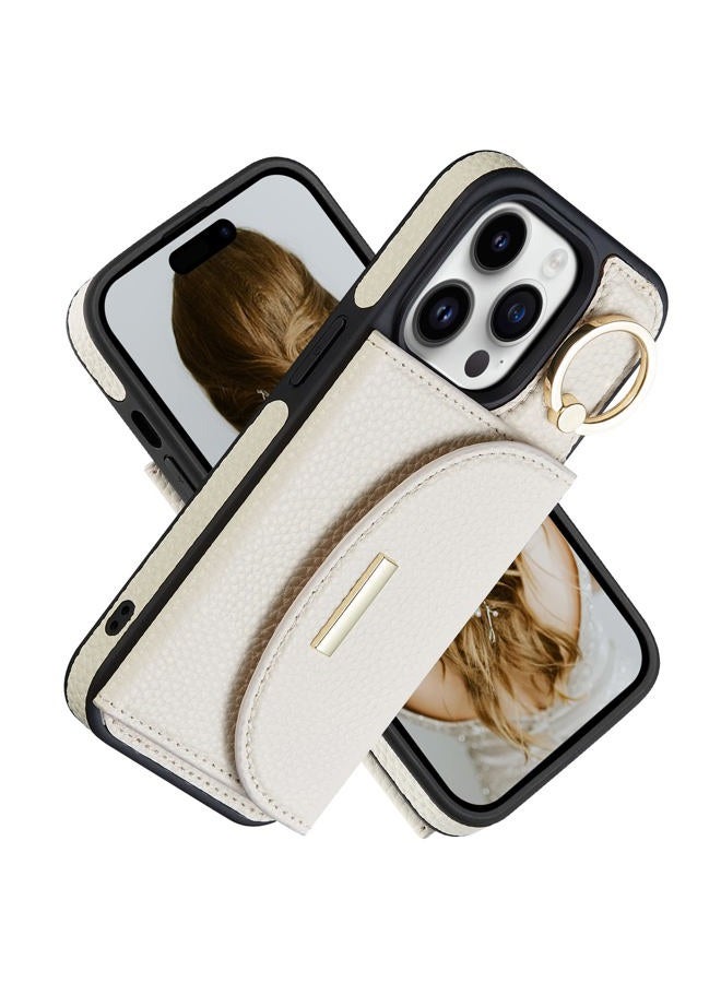 Keallce Case for iPhone 14 Pro 6.1'' 2022, Flip Wallet Case with Card Slots, Ring Stand Holder Kickstand, Folio Leather Protective Phone Cover for Ladies Women Compatible with iPhone 14 Pro 5G, Beige - Image 1