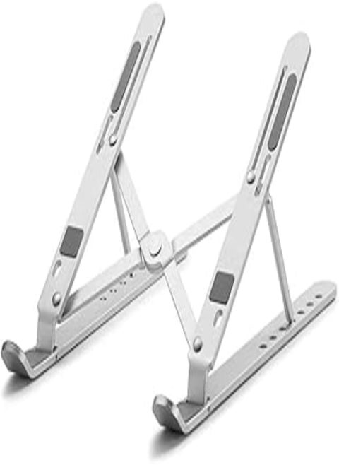 Adjustable Portable Laptop Holder, Laptop Stand for Desk, Foldable Computer Stand 7 Angles Anti-Slip, Laptop Riser for MacBook Air, Thinkpad, Tablet and iPad (Silver-New)