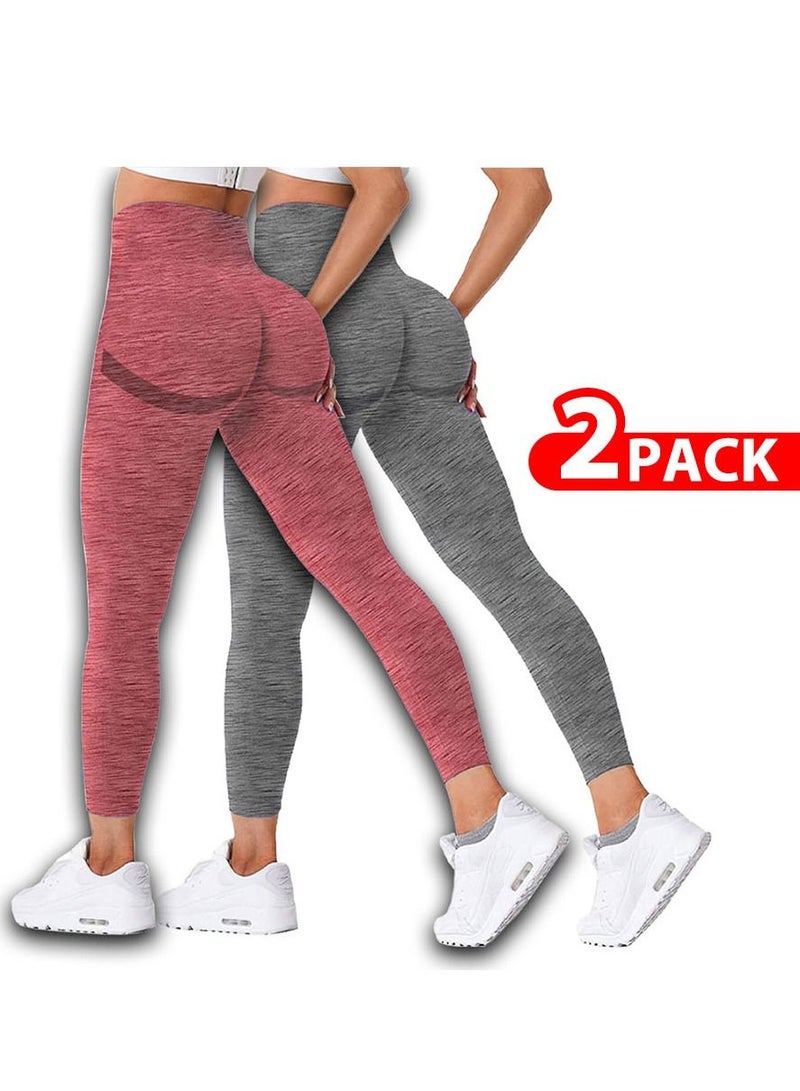 MARGOUN 2 Pack Of Women Seamless Legging Tummy Control High Waist Workout Gym Yoga Pants large Multicolour - Image 1