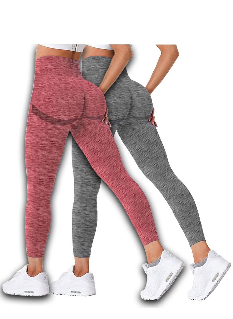 MARGOUN 2 Pack Of Women Seamless Legging Tummy Control High Waist Workout Gym Yoga Pants large Multicolour - Image 2
