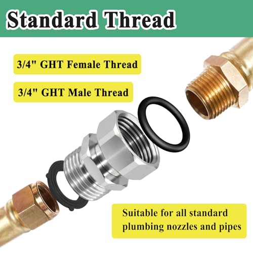 Ebrmeiwo Garden Outdoor Hose Swivel Adapter, 3/4 GHT Male and Female, Water Pipe Connectors with Washer - Image 4
