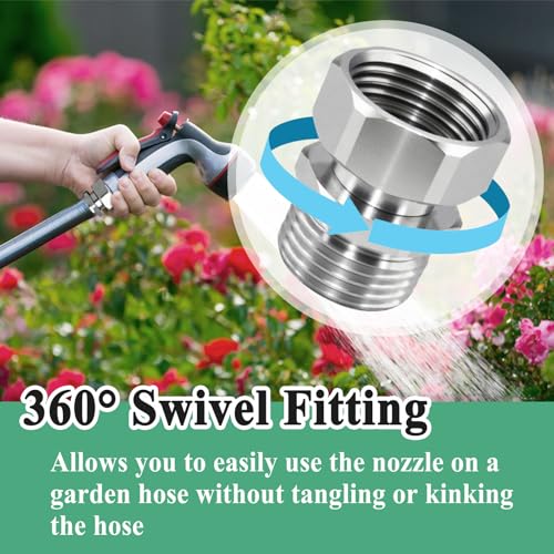 Ebrmeiwo Garden Outdoor Hose Swivel Adapter, 3/4 GHT Male and Female, Water Pipe Connectors with Washer - Image 3
