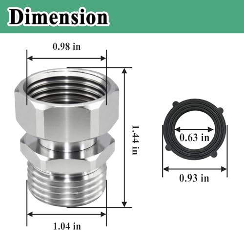 Ebrmeiwo Garden Outdoor Hose Swivel Adapter, 3/4 GHT Male and Female, Water Pipe Connectors with Washer - Image 2