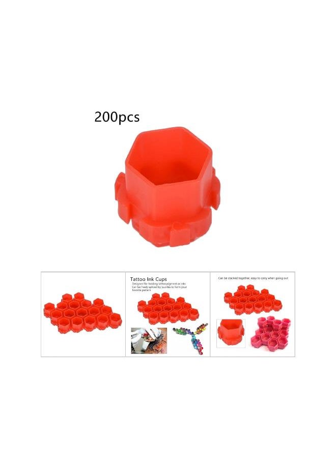 WYBOT - Tattoo Ink Caps Cups, 200 pcs Disposable Tattoo Ink Cups Small,Tattoo Pigment Ink CapsFor Tattooing Tattoo Machine Tattoo Supplies Tattoo Needles Tattoo Kits(red) - Image 1