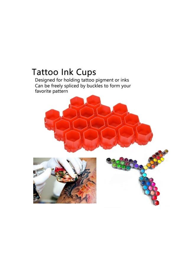 WYBOT - Tattoo Ink Caps Cups, 200 pcs Disposable Tattoo Ink Cups Small,Tattoo Pigment Ink CapsFor Tattooing Tattoo Machine Tattoo Supplies Tattoo Needles Tattoo Kits(red) - Image 1