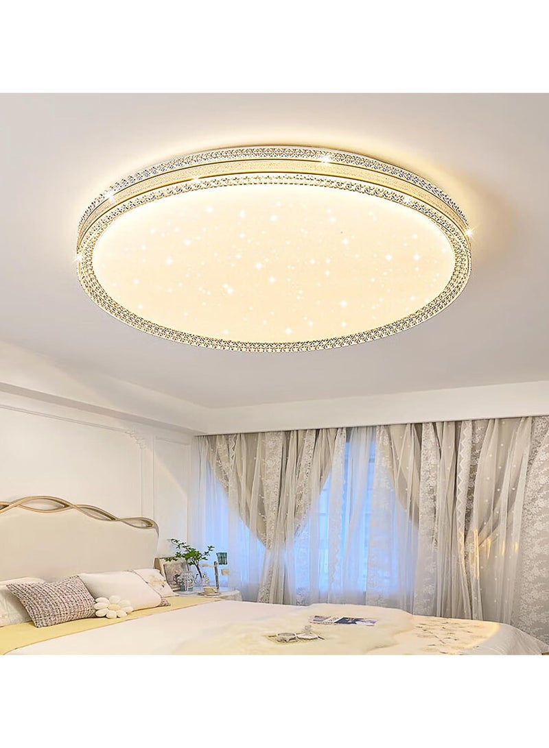 DANIM Modern LED Ceiling Light with Remote 48W 3Colors Dimmable LED Flush Mount Lighting Fixtur Crystal Edge Simple Ceiling Lamp for Living Room Bedroom (50cm) - Image 1