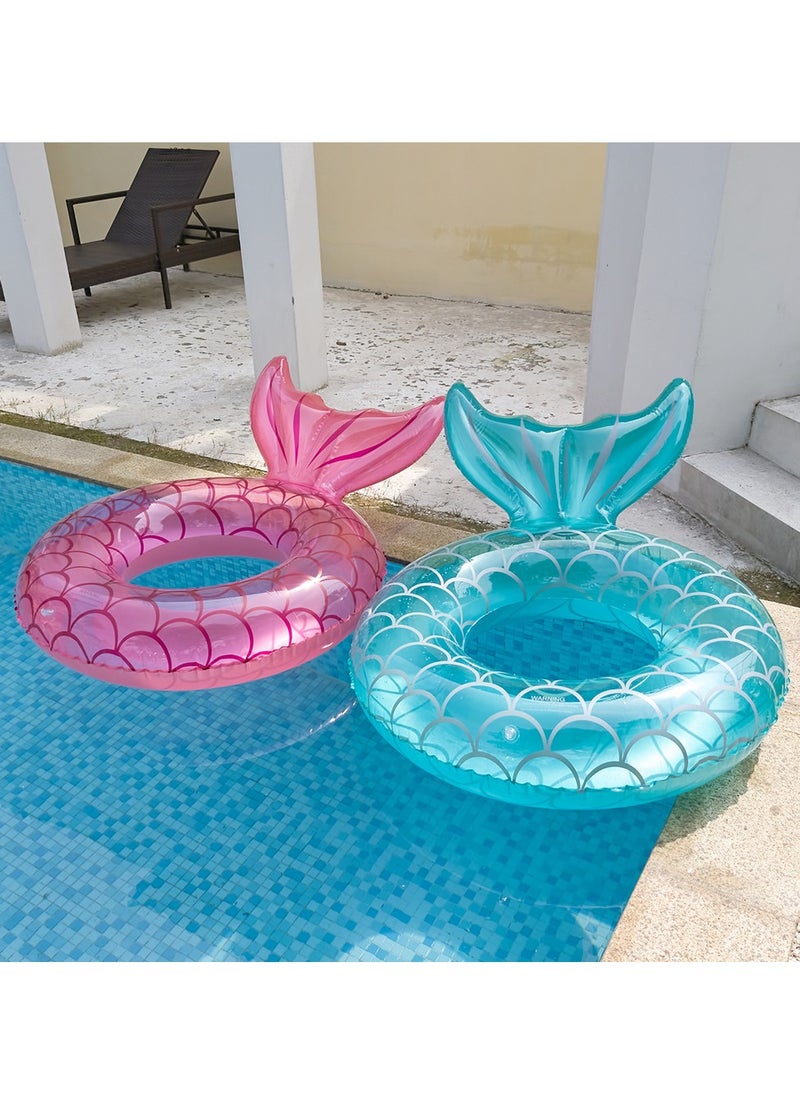 Generic - Pink Swimming Ring Inflatable Pool Float Mermaid Floaties Air Sofa Floating Large Backrest Mesh Bottom Water Party Summer Beach - Image 1