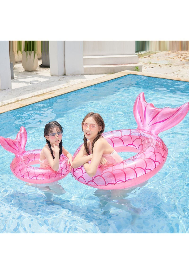 Generic - Pink Swimming Ring Inflatable Pool Float Mermaid Floaties Air Sofa Floating Large Backrest Mesh Bottom Water Party Summer Beach - Image 1