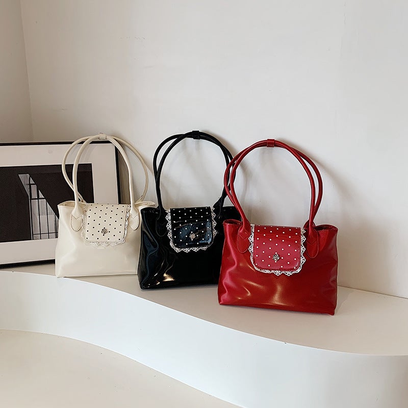 Fashionable Color All-Match Underarm Shoulder Bag Women'S Simple High-Value Tote Bag Polka Point Handbag - Image 4