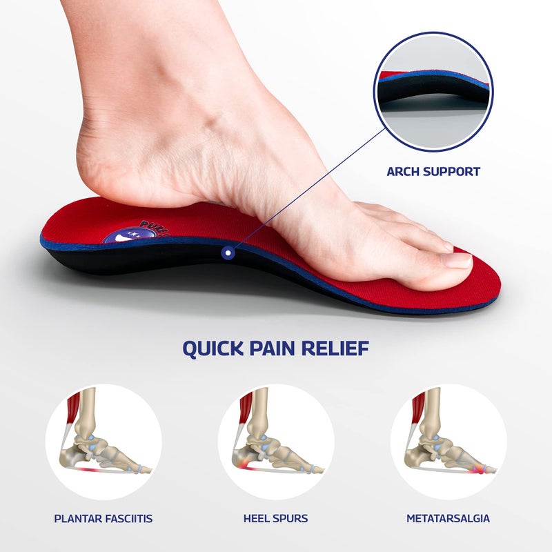 Pure Stride Professional Full Length Orthotics - Shoe Insert & Support for Metatarsals, High Arch, Flat Feet - Pain Relief for Plantar Fasciitis, Arch, Heel - 1 Pair, Men's 7-7.5 / Women's 9-9.5 - Image 3