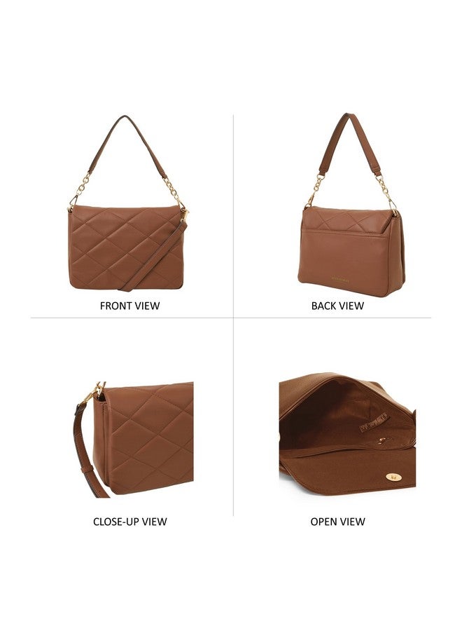 Accessorize London Women's Brown Large Quilted Sling Bag - Image 5