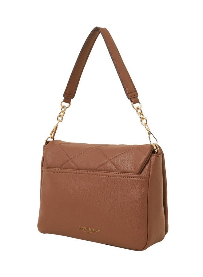 Accessorize London Women's Brown Large Quilted Sling Bag - Image 2