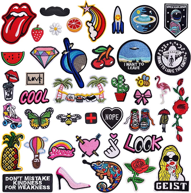 Daily Crafts Daily Crafts 10 pcs Iron On Patch Assorted Styles Embroidered Patch Appliques Stickers Kit for Clothing Jackets Backpacks Jeans Flowers Applique DIY Accessory 
