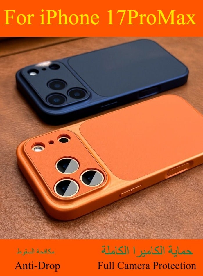 Dili Apple Dark Blue iPhone Case iPhone 17 Pro Max Luxury Upgrade Can Immediately Become 17 Series Retro Faux Leather Phone Case Compatible with iPhone Apple iPhone Case Large Window Camera Shockproof Soft Border Hard Cover - Image 5