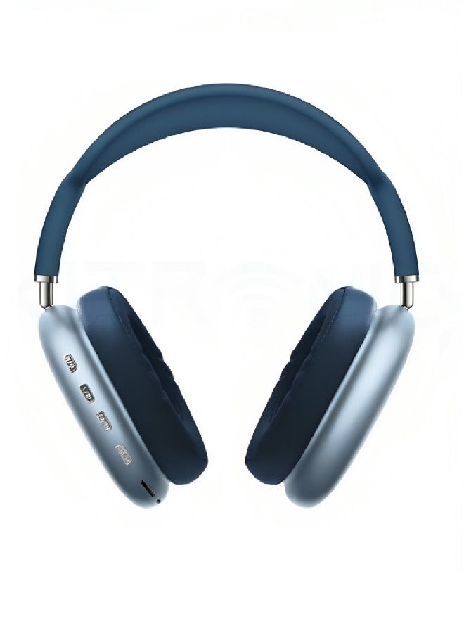 P9 Bluetooth Wireless Headset Over-Ear Headphone With Mic - Blue  - Image 1