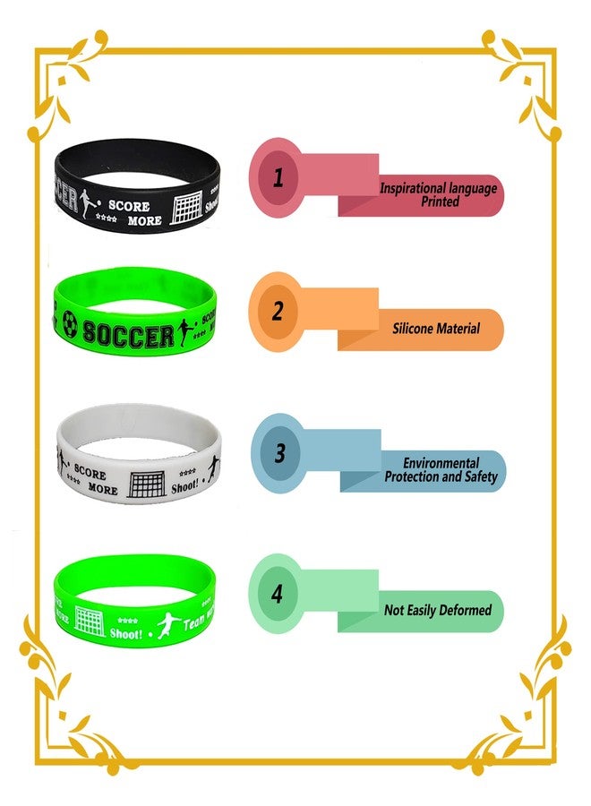 ATSMOICY 24PCS Soccer Party Silicone Wristband Bracelets-Inspirational- Sport Festival Party Favors and Supplies for Birthday School Prizes - Image 5