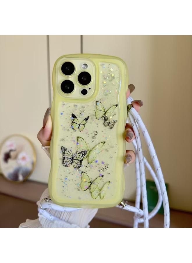 S-TOP Case For iPhone 15 Pro Max Crossbody Wave Edge Butterfly TPU Phone Case - Image 1