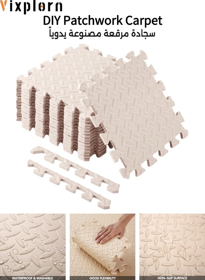 Vixplorn 6-pack 30cm x 30cm (11.81 x 11.81 inches) baby foam floor mats, DIY foam play mats, EVA foam play mats, 1.2cm (0.4 inches) thickened interlocking foam floor mats, puzzle play mats, suitable for children's playrooms, bedrooms, kindergartens, gyms - Image 1