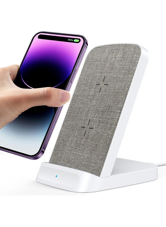 Generic Wireless Charger, 15W Grey Fast Wireless Charging Stand, Qi-Certified for iPhone 15/14/13/12/12 Pro/11/11 Pro Max/XS Max/XR/XS/X/8, for Samsung Galaxy S22/S21/S20/S10/S9/S8 (No AC Adapter)  - Image 1