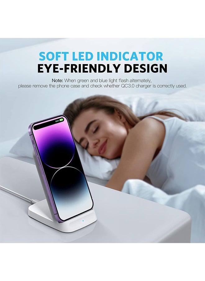 Generic - Wireless Charger, 15W Grey Fast Wireless Charging Stand, Qi-Certified for iPhone 15/14/13/12/12 Pro/11/11 Pro Max/XS Max/XR/XS/X/8, for Samsung Galaxy S22/S21/S20/S10/S9/S8 (No AC Adapter) - Image 1