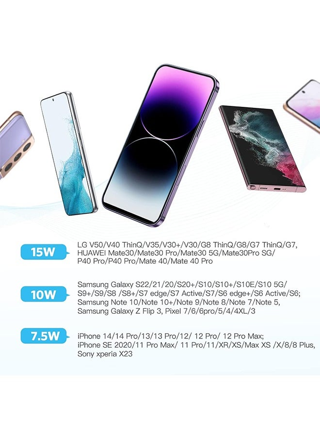Generic - Wireless Charger, 15W Grey Fast Wireless Charging Stand, Qi-Certified for iPhone 15/14/13/12/12 Pro/11/11 Pro Max/XS Max/XR/XS/X/8, for Samsung Galaxy S22/S21/S20/S10/S9/S8 (No AC Adapter) - Image 1