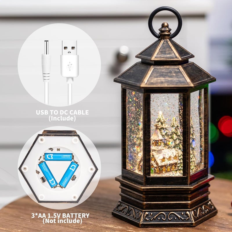 MXwcy Christmas Village Snow Globes Church Nativity Water Lantern,Silent Night Music, Holiday Decorations Gifts for Family Children or Friends - Image 3