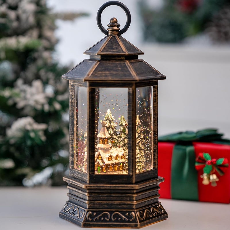 MXwcy Christmas Village Snow Globes Church Nativity Water Lantern,Silent Night Music, Holiday Decorations Gifts for Family Children or Friends - Image 1