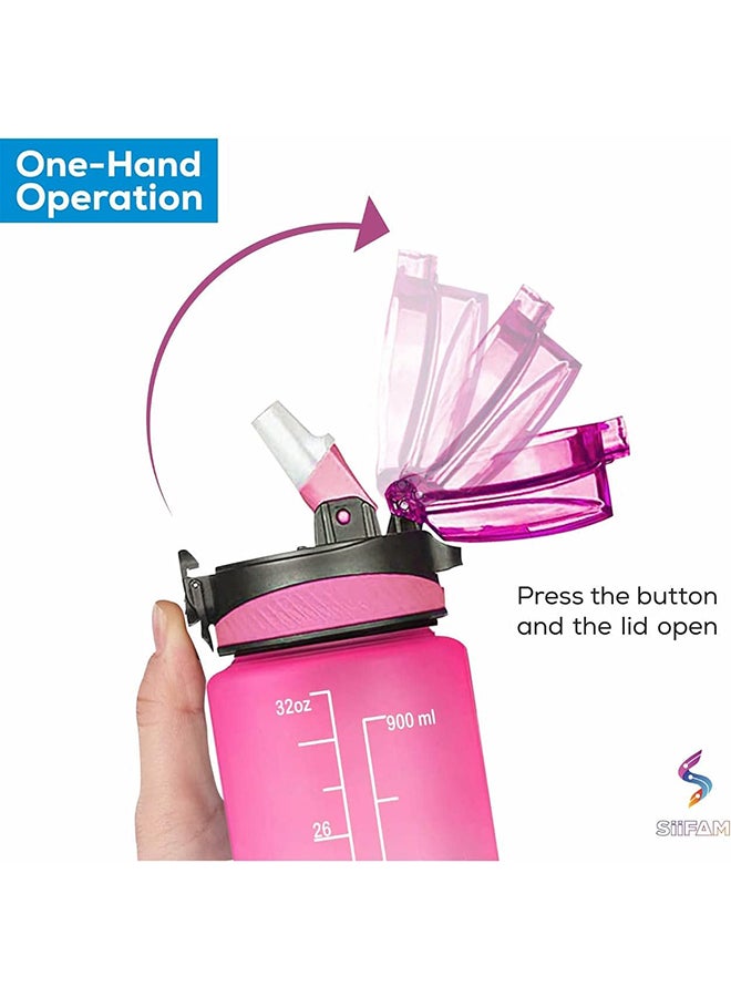 Motivational Water Bottle With Time Marker Carry Strap And Straw. Leak Proof Tritan Bottle Ideal For Fitness, Office, Gym, Camping And Outdoor Sports - Image 3