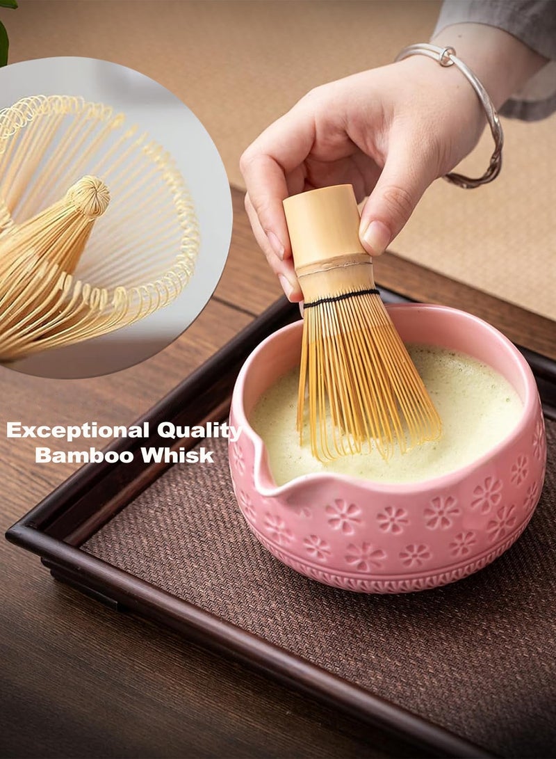 Chillspace 7-piece Japanese Matcha Set Kit for Tea & Coffee Essentials - Ceramic Matcha Whisk, Bamboo Scoop, Sifter & Full Accessories, Ideal Matcha Ceremony Kit for Kitchen & Dining, 100% Natural Gift (Pink) - Image 4